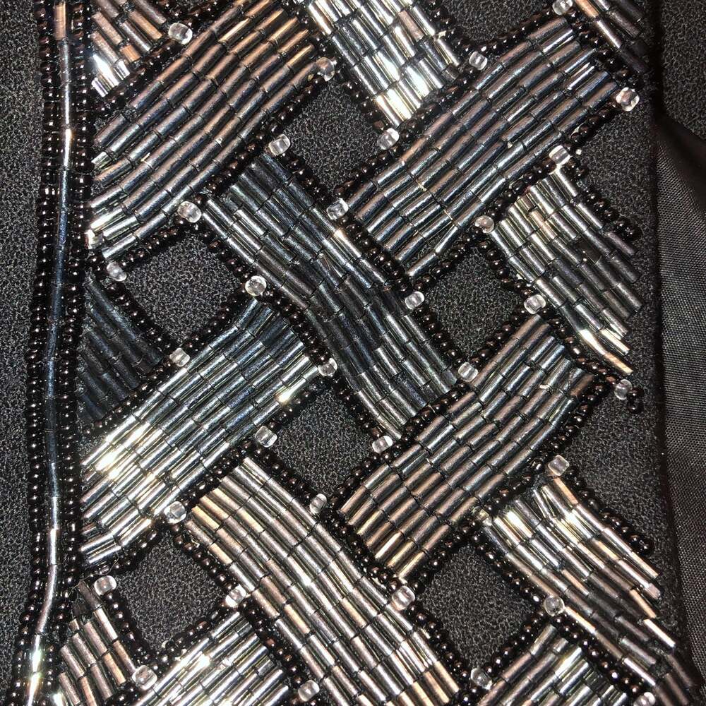 1980s–90s Vintage John Meyer of Norwich Black Beaded Shawl Collar Blazer large - Picture 10 of 13